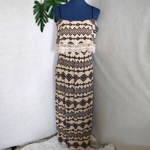 R2D Apparel Off Shoulder Tribal Print Maxi Dress